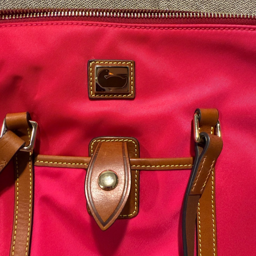 Dooney & Bourke Pink and Brown Tote with Leather Accents - Picture 2 of 5